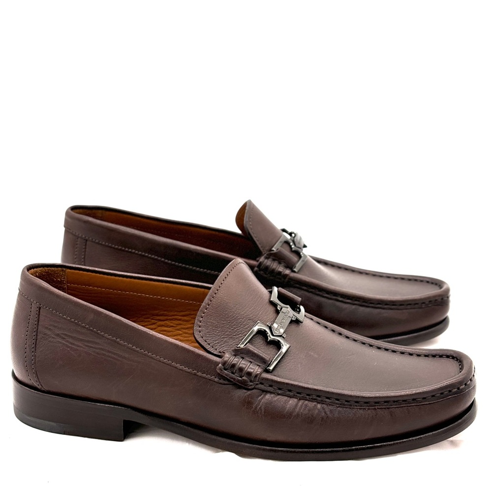 Bruno Magli Brown Leather Loafers Shoes New